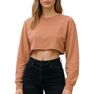 PrettyLittleThing Rust Orange Extreme Crop Sweater Long Sleeve Crewneck Size 4